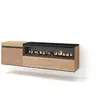SKRAUT HOME Meuble TV, Banc Télé, 150x45x35cm, Pour les TV jusqu'à 65", Cheminée électrique, Suspendu, Mural, Chêne, RF3305