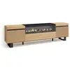 SKRAUT HOME Meuble TV, Banc Télé, 200x35x57cm, Pour les TV jusqu'à 80", feu électrique, Design industriel, Chêne, RF3316
