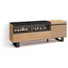 SKRAUT HOME Meuble TV, Banc Télé, 150x57x35cm, Pour les TV jusqu'à 65", Cheminée électrique, Design industriel, Chêne, RF3302