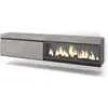 SKRAUT HOME Meuble TV, Banc Télé, 210, Pour les TV jusqu'à 80", Cheminée électrique XXL, Suspendu, Mural, Ciment, RF3208