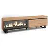SKRAUT HOME Meuble TV, Banc Télé, 210, Pour les TV jusqu'à 80", Cheminée électrique XXL, Design industriel, Beige, RF3276