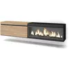 SKRAUT HOME Meuble TV, Banc Télé, 210, Pour les TV jusqu'à 80", Cheminée électrique XXL, Suspendu, Mural, Beige et noir, RF3272