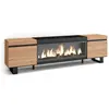 SKRAUT HOME Meuble TV, Banc Télé, 210, Pour les TV jusqu'à 80", Cheminée électrique XXL, Design industriel, Beige et noir, RF3268