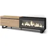 SKRAUT HOME Meuble TV, Banc Télé, 210, Pour les TV jusqu'à 80", Cheminée électrique XXL, Design industriel, Beige et noir, RF3269