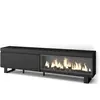 SKRAUT HOME Meuble TV, Banc Télé, 210, Pour les TV jusqu'à 80", feu électrique XXL, Design industriel, Noir, RF3260
