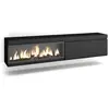 SKRAUT HOME Meuble TV, Banc Télé, 210, Pour les TV jusqu'à 80", Cheminée électrique XXL, Suspendu, Mural, Noir, RF3261