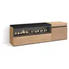 SKRAUT HOME Meuble TV, Banc Télé, 150x45x35cm, Pour les TV jusqu'à 65", Cheminée électrique, Chêne, RF3300