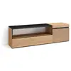 SKRAUT HOME Meuble TV, Banc Télé, Grand espace de Rangement, 150x35x45 cm, Pour les TV jusqu'à 65", Chêne, RF3294