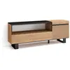 SKRAUT HOME Meuble TV, Banc Télé, 150x57x35cm, Pour les TV jusqu'à 65", Design industriel, Chêne, RF3296