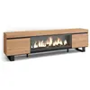SKRAUT HOME Meuble TV, Banc Télé, 210, Pour les TV jusqu'à 80", Cheminée électrique XXL, Design industriel, Beige, RF3277