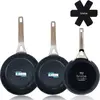 Set 3 Poêles à Frire Antiadhésives à Induction 18-20-24cm Aluminium Fo...