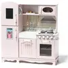 Cuisine en bois - Rose - Pour enfants - 95x32x103cm - Accessoires inclus