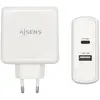 AISENS Cargador 57W 1x USB-C PD3.0 45W 1x USB-A 5V / 2.4A 12W Blanco