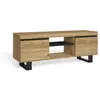 SKRAUT HOME Meuble TV mod.NATURALE ''Chêne/Noir'', 2 portes et 2 logements, salon-séjour, 140x40x53cm, RF983