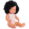 Miniland - Europese babymeisje donker krullend haar (38 cm)