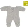 Miniland Pyjama gris en tricot pour poupée de 21 cm. Fabriqué en Espagne avec textile recyclé. Miniland Dolls.