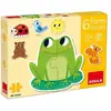 Goula- 6 Puzzles Form Animaux de 2 pièces, 53173, Multi