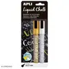 Apli Blister de 2 Marqueurs Craies liquide Effaçable Pte 5,5 mm OR/ARGENT