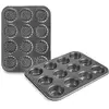 Ibili 835012 Moule à Muffins Perforé 12 Tasses Plaque Acier Roulé Noir