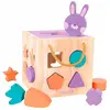 Milan Cube Lapin Avec Pièces à Empiler-jouet Éducatif En Bois