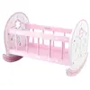 ColorBaby Berceau à bascule pour poupée Woomax - Design français en bois naturel - Rose et blanc - 40x48x7 cm