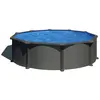 Gre Piscine ronde acier Ø4,80m x H: 1,32m - Gris anthracite - Filtration à sable