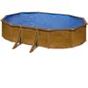 Piscine hors-sol ovale en acier décor bois GRE - 610 x 375 x h120 cm -...