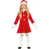 Merkloos / Sans marque Budget Kerstjurkje - verkleed kostuum - met muts - voor meisjes 140/152
