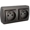 Double socle fixe 2P+T 16A 250V - Série murale MUR66FNGU Solera Graphi...