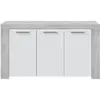 LOUNGITUDE Buffet - AMBIT - Effet béton satiné / Blanc Artik - 3 portes