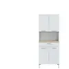 Habitat et jardin Buffet de cuisine KIRA - Décor blanc artik et chêne canadien - 4 Portes + 1 Tiroir - L186 x H72 x P40 cm