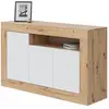 Buffet 3 Portes Et Un Compartiment Effet Bois - L139 X H87 Cm