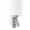 FARO Applique Murale ROB 60W avec Liseuse Nickel Mat Acier,Blanc