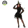 Atosa Déguisement sorcière noire avec chapeau pour femme adulte XS