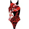 Turbo Maori Skin Tattoo Zwemkleding Rood M Vrouw