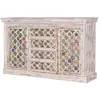 Buffet 4 Tiroirs Bois, Bronze Blanc 150x40x90cm - Bois-Bronze - Décoration d'Autrefois