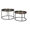 Lot De 2 Tables Basse Fer Noir Et Aluminium Finition Bronze