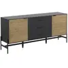 Buffet plaqué en frêne noir avec portes naturelles.   REF.10973