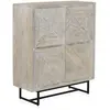 Buffet haut en bois de manguier massif patiné blanc.   REF.10825