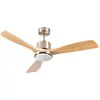 Thinia Home - Ventilateur de plafond avec lumière 3 pales 56W 6 vitesses Alaska Natural Wood
