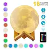 Lampe Lune 3D Tactile Veilleuses Enfant Lampe de chevet USB Rechargeable 16 Couleurs avec Telecommande cadeau créatif 15 cm