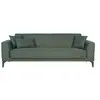 Canapé convertible 3 places  - HENRY - Tissu vert foncé - 3 coussins - coffre de rangement -  234 x 85 x 84 cm