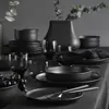Merkloos / Sans marque Asir - Diner Set (18 Stuks) - Mat Zwart - 27 x 27 x 2,5 cm
