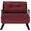 MENZZO Fauteuil Convertible Métal Noir Et Tissu Bordeaux