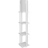 MENZZO Lampadaire combiné 3 étagères Ulkoda 135cm Bois et Tissu Blanc