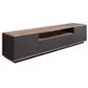 MENZZO Meuble TV 1 étagère et 3 portes battantes Dani Bois Naturel et Anthracite