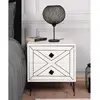 MENZZO Table de chevet Akilina H55cm Métal Noir et Bois Blanc
