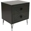 MENZZO Table de chevet Akilina H55cm Métal Noir et Bois Anthracite