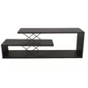 MENZZO Meuble TV 2 étagères Loiria 120cm Métal Noir et Bois Marron foncé