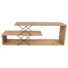 MENZZO Meuble TV 2 étagères Loiria 120cm Métal Noir et Bois Chêne